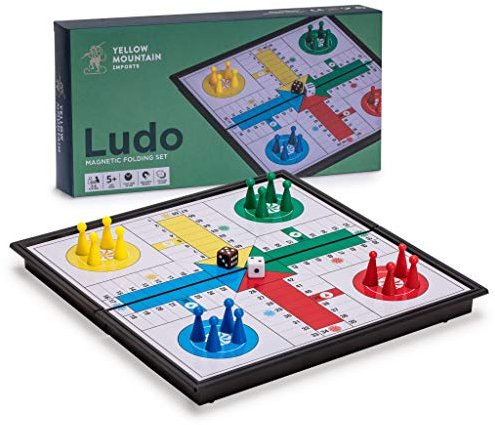 Yellow Mountain Imports Ludo Magnético Plegable de Viaje Mini Juego de Tablero - 25 centímetros - Juego de Estrategia clásico portátil