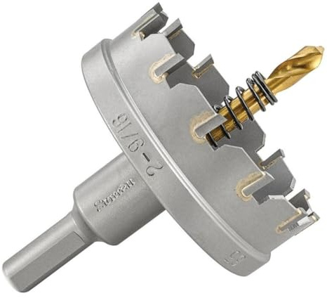 Starrett Tungsten Carbide Tipped Hole Saw - SM65 Sheet Metal Cutter With Arbor & Pilot Drill Bit - For Drilling Stainless Steel Aluminum Alloy - 65 mm