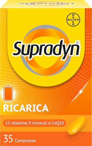Supradyn Ricarica Multivitaminico Completo Vitamine e Minerali per Adulti, Integratore Vitamine A, B, C, D3, E, K, Magnesio, Calcio, Zinco, Selenio e CoEnzima Q10, 35 Compresse Rivestite