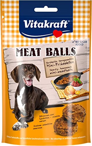 Vitakraft Meat Balls, Hundeleckerli, Hundesnack weich,fleischige Mini Frikadellen, als Belohnung, Hunde Trainingsleckerli, ohne Zuckerzusatz (1x 80g)