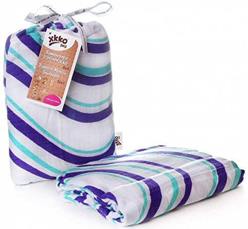 Easy enfants idées bmb12 0017 a Bambou Serviette à langer pour pucken, wickeln ou comme Tapis, Puck Chiffon bleu 120 x 120 cm