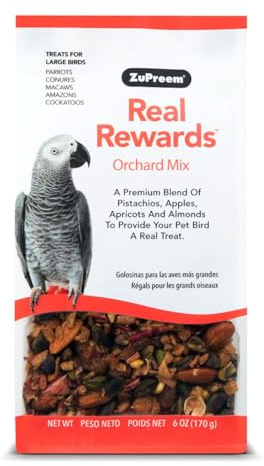 ZuPreem - Alimento para Aves Real Rewards Orchard Mix | Golosinas para Loros Grandes y Medianos - 170 gr