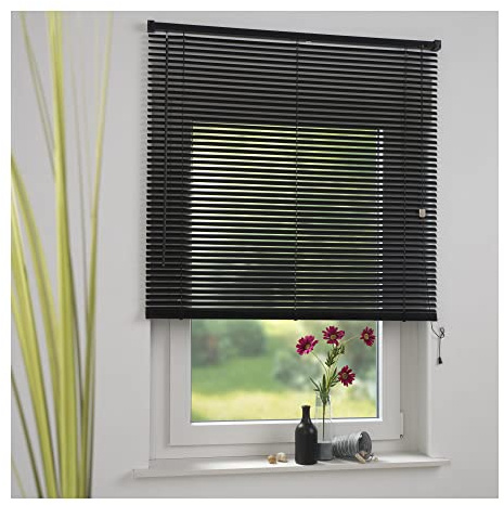 Liedeco Jalousie aus Kunststoff, 160 cm Länge, Kunststoff-Jalousie schwarz B 50 cm
