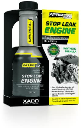XADO ATOMEX Oil Additive Stop Leak Engine - Restore Seal and Gaskets, Treatment for Car Engine High Mileage or Rear Main Seal, Best Stopper Leaks Reseal (Bottle, 250 ml)
