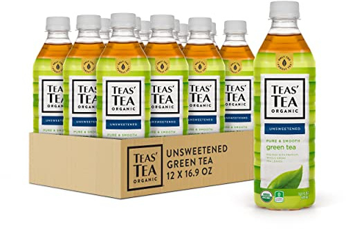 Teas' Tea Unsweetened Pure Green Tea, Organic, Sugar Free, 0 Calories, 16.9 Ounce (Pack of 12)