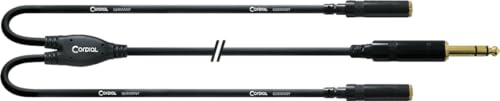 Cordial CFY 0.3 VYY Y-Adaptor Cable 6.3 mm Stereo Jack Gold to 2 x Jack Sockets Gold 0.3 m