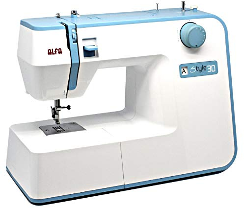 ALFA - Máquina de Coser, Style 30, Azul Cielo, 19 Puntadas, 30 x 19 x 41 Cm, Accesorios Incluidos