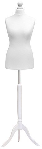 H & H Traders White Female Tailors Mannequin Display Bust Dummy FOR Dressmakers Fashion Students With A White Wood Tripod Base Size 36/38, UK 8/10 or 10/12