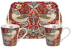 Pimpernel x Spode Morris & Co Mug and Tray Set - Porcelain & Melamine, Suitable for Tea or Coffee Time with Your Partner, Strawberry Thief Motif