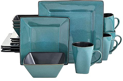 Gibson Elite Kiesling 16 Piece Dinnerware Set, Turquoise