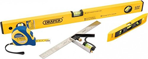 Draper DIY 31191 - Set bilancia e livella a bolla d'aria, 4 pezzi