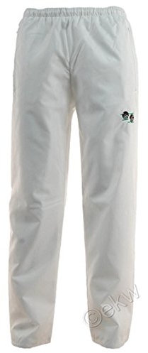 HS New Bowls Lawn Bowling Unisex Men's Woman's Waterproof Trousers with Bowls Logo Elasticated Adjustable Waist (5XL, White)