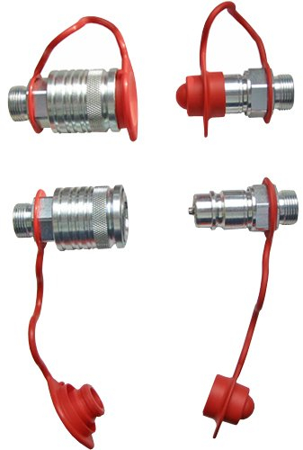 Set Hydraulik- Steckkupplungen 2x Muffe 2x Stecker 12L + 4x Staubschutz rot