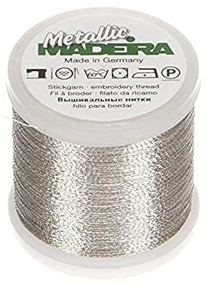 Madeira 9842–04 - Fil métallique en Nylon/Polyester, pour Broderie, 201,2 m, Argent