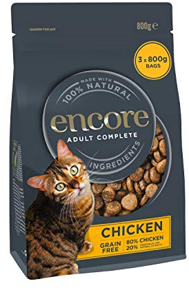Encore High Protein Complete and Grain Free Dry Cat Food for Adult Cats, Chicken 2.4kg