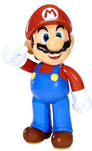 Nintendo Super Mario 50 cm große Figur, in viele Verschiedene Positionen beweglich mit 11 Gelenkpunkten. Perfekt für Super Mario-Fans und -Sammler, ab 3 Jahren geeignet