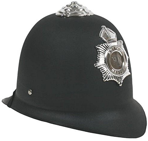 HENBRANDT Children’s Police Helmet Hard Black and Silver British Police Hat Bobby Helmet Policeman Uniform Dress Up Imaginative Play One Size Halloween Fancy Dress Costume Accessory for Kids