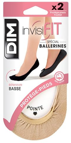 Dim Protège Pied Échancré Spécial X2 - Protège-bas & Socquettes - Lot de 2 - Femme - Beige (Naturel) - FR: 39-42 (Taille fabricant: 39/42)