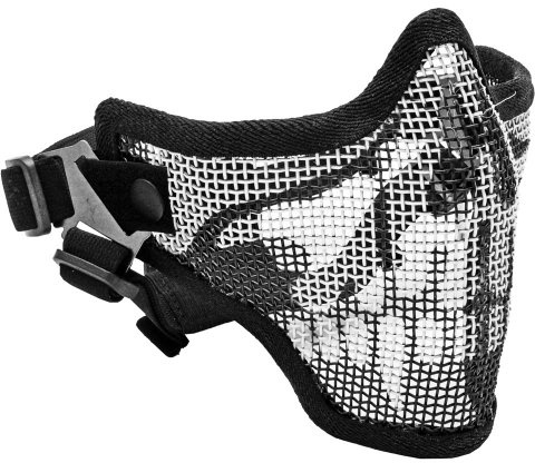 Tactical Crusader 2G Airsoft Strike Steel Half Mask, Black/Skull