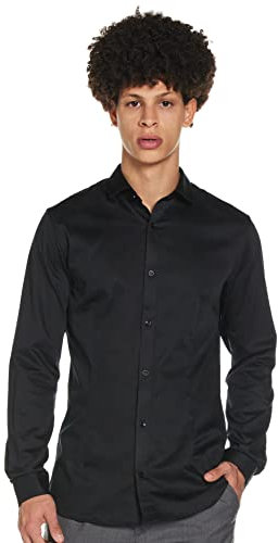 Jack & Jones Premium Jjprparma Shirt L/s Noos - Camisa para Hombre, Color Schwarz (Black/Super Slim), Talla L