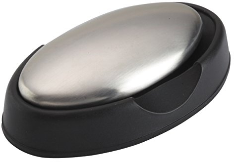 KitchenCraft Finger Fresh Saponetta in Acciaio Inox, Argento/Nero, 10 cm x 5 cm