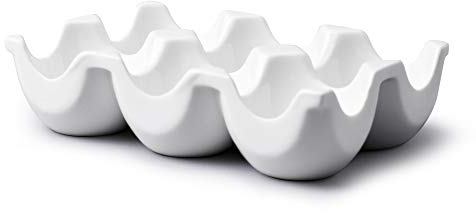 Wm Bartleet & Sons Traditional Porcelain 6 Eggs Storage Box/Tray for the Fridge or Kitchen Worktop – White