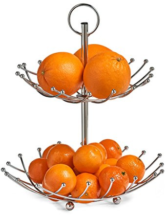 Zeller 27313 Fruit Etagere, 2-ply, Metal Chromed, About 28.5 x 28.5 x 36 cm