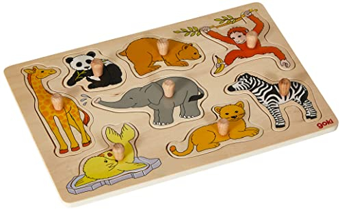 goki 57906 - Steckpuzzle Tierkinder aus Holz - 8 Teile