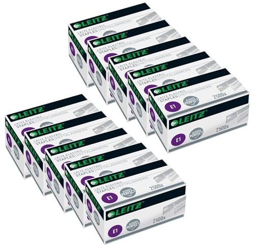 Leitz Electric 55680000 Boîte de 10 Agrafes E1 Galvanisées Boîte de 2500 Agrafes