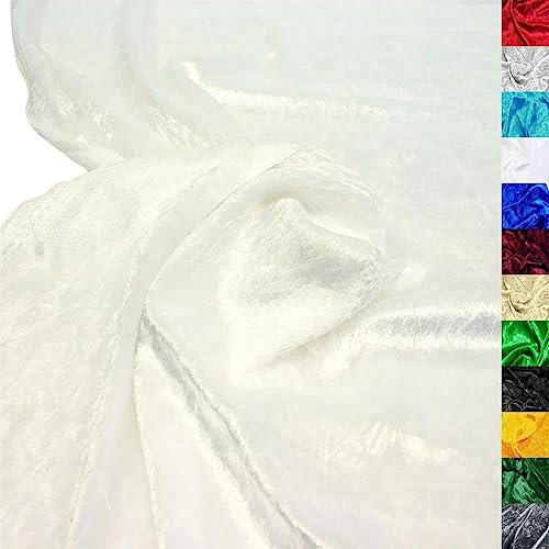 TOLKO 1m Pannesamt Stoff Meterware | glänzender Stretch Samt 145cm breit für Vorhänge Gardinen Bühne Kostüm Kleid Bekleidung | Pannesamt-Dekostoff | Stoffe zum Nähen Meterware Dekorieren (Creme)