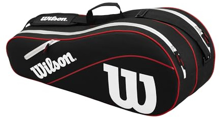 Wilson vantaggio iii sei borsa per racchetta da tennis nero - bianco