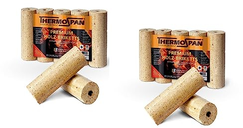 zbs24 Premium Holzbbriketts 20 kg - 2 x 10 kg Thermospan Weichholzbriketts mit optimierter Rundform mit Loch - zum Heizen für Kamin Grill Heizung