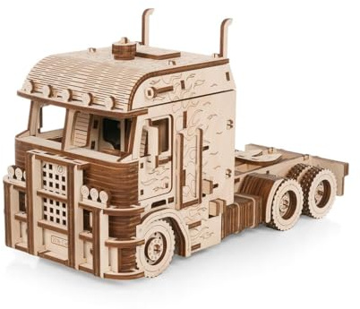 EWA Eco-Wood-Art - “Truck “Road King” - Puzzle 3D en Bois - Casse-tête pour Adultes et Adolescents -à Monter soi-même sans Colle- 478 pièces
