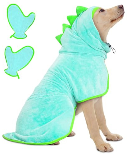 Bibykivn Peignoir pour Chien en Microfibre, Serviette Chien Peignoir pour Chien,Manteau de Séchage Rapide Absorbant avec Scratch Réglable Pyjama, pour Animaux de Compagnie et Chats (Bleu-Clair, L)