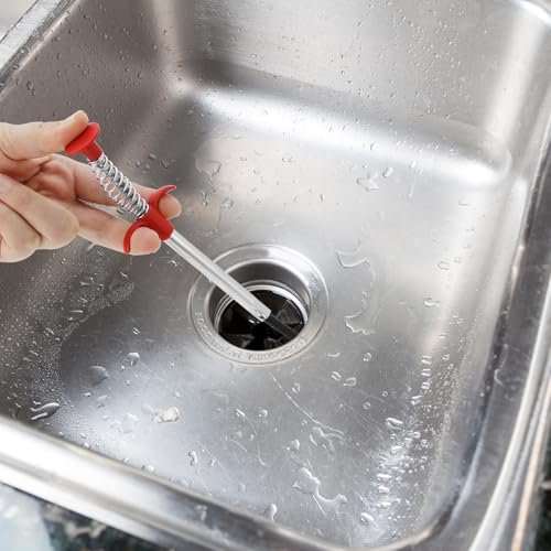 QWORK® 3 Piezas Desatascador de Tuberías Manual - Espiral de Drenaje de 160 cm con Garra, Cepillo Limpiador de 71 cm y Cepillo Limpiador de 45 cm (Tipo Mango)