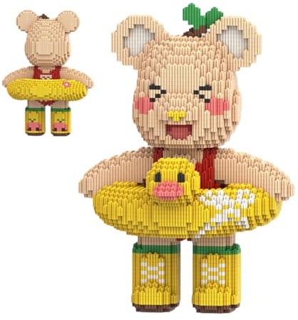 DAHONPA Anneau de Natation Ours Brique Micro Blocs de Construction (4300 PCS), Ensemble Bearbricks Décor Créatif pour la Maison et le Bureau, Cadeau pour Adultes et Enfants