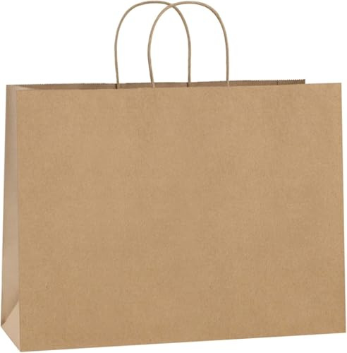 Eupako Kraft Paper Bags with Handles Bulk 40.6x15.24x30.48cm 25 Pcs Large Brown Paper Gift Bags for Shopping, Retail, Grocery, Merchandise, Party Gifts