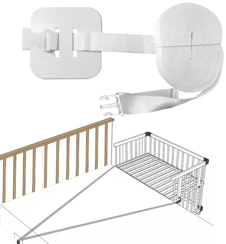 Suevut Kit Colecho Correa para Cuna de Bebé 8M, Fijación Segura de Cuna Auxiliar, Protector Cuna y Accesorio de Cama Universal para Mantener la Cuna Estable, Blanco