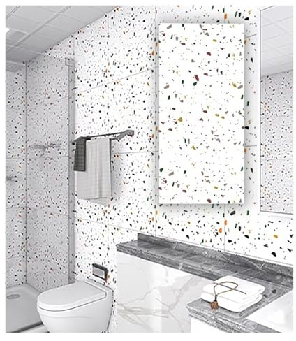 Lambris PVC Mural Panneaux de plafond décoratifs, papier peint autocollant (30 x 60 cm) – 19,4 pi², paquet de 10, carreaux en PVC imperméables pour cuisine, salle de bain, salon et murs d'accent(Color