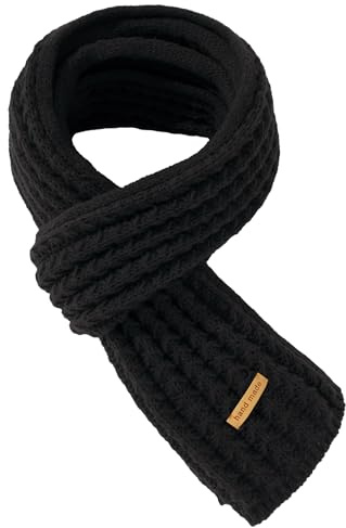 AIEOE Écharpe d'hiver tricotée pour homme - Épaisse douce et chaude - Longue écharpe en tricot pour temps froid - 170 cm, Noir , 170x30cm