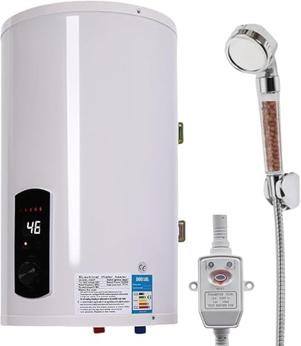 Chauffe-eau électrique 220 V, 30 l, chauffe-eau mural, avec protection contre les fuites, douche pratique et affichage de la température, 2000 W, pour cuisine/salle de bain (25-75 °C)