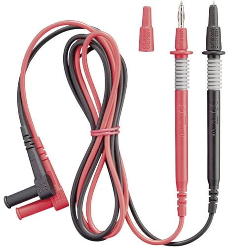 Benning 044145 Sicherheitsmessleitungen [Banane, männlich, 4 mm, Testspitze] 1,00 m, Schwarz, Rot, 1 Stück