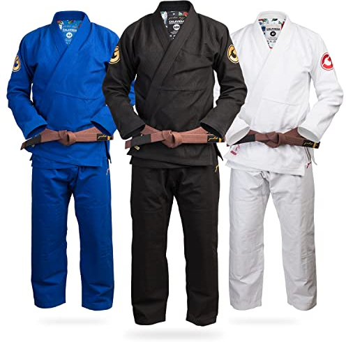Gold BJJ Calavera Jiu Jitsu Gi - Ultra Strong Gold Weave Premium Kimono - IBJJF Competition Approved Uniform (Schwarz, A1)