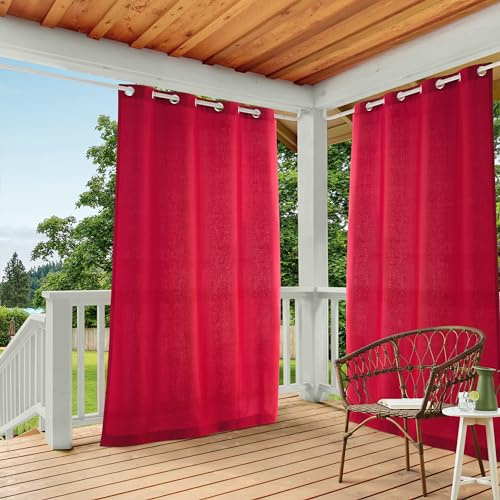 Exclusive Home Curtains Panel Pair, Polyester, Radiant Red, 54x108