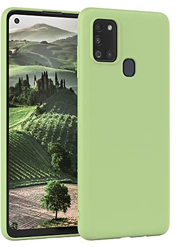 EAZY CASE - Silikonhülle für Galaxy A21s Hülle Silikon Case Grün weich stoßfeste Handyhülle Schutzhülle mit Kameraschutz Dünn Premium Schutz Cover TPU Phone Bumper in Pastell Hellgrün Matt