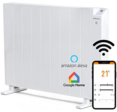 Mellerware - Emisor Térmico Bajo Consumo Comfy! 2000W WIFI | Programable 3 Modos +Temp. Ajustable + Función Ventana Abierta |Radiador Eléctrico Potente |30m2| Google Home Alexa |Large
