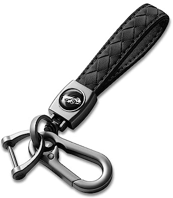 Gkeygo Carabiner Keychain, Universal Heavy Duty Woven Handmade Leather Key Chain, Car Fob Key Keychains with 360 Degree Rotatable Snap Swivel and Anti-Lost D-Ring for Men and Women, Gunmetal - Black
