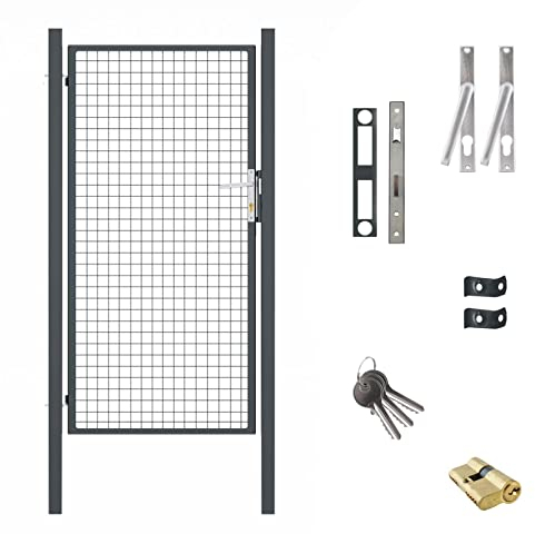 Torado® Gartentor anthrazit Metall 180 cm hoch in Doppelstabmatten Optik Gartentür Garten Türen für draußen