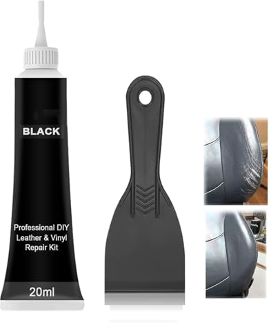 Kit Riparazione Pelle Sintetica, Crema di Riparazione, Ripara la Pelle Rotta e Graffi, Adatto per Seggiolini Auto e Divani, Nero