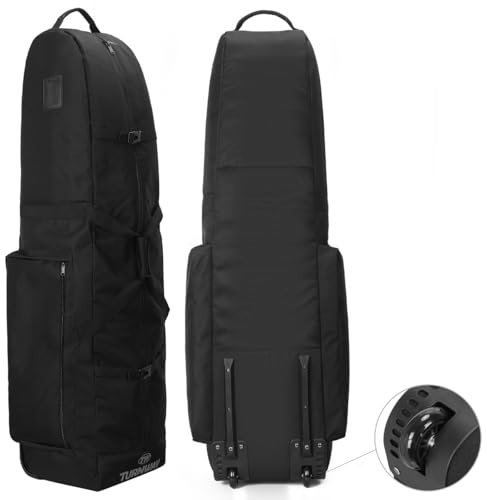 TurnWay Foldable Golf Travel Bag Flight with Wheels | Heavy Duty 900D Polyester, Waterproof, Portable Club Bag Travel Case, Soft-Sided Spacial Size for Golf Gear Transportation